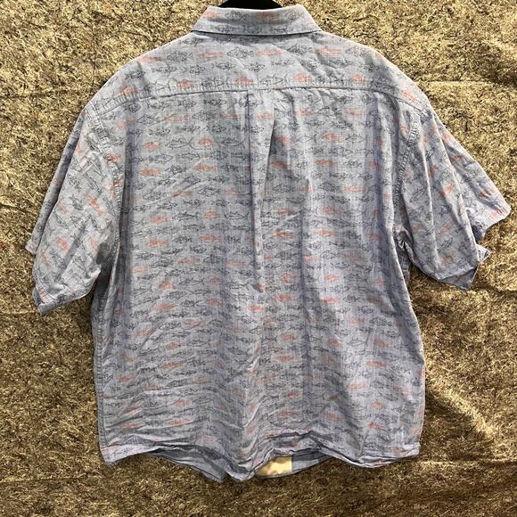 Solaris Shirt Men’s XL Blue Fish All Over Design Short Sleeve Fishing Camp Shirt - Picture 3 of 10